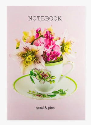 Vintage teacup floral notebook