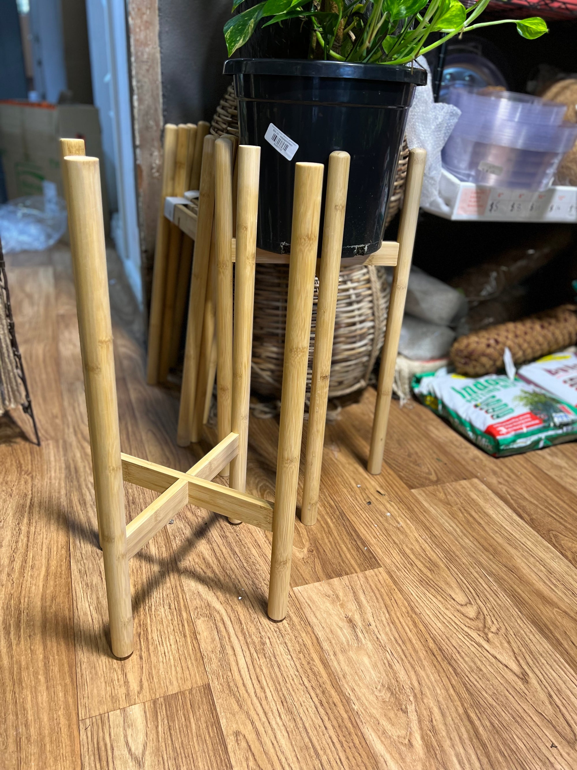 Wooden tall plant stand