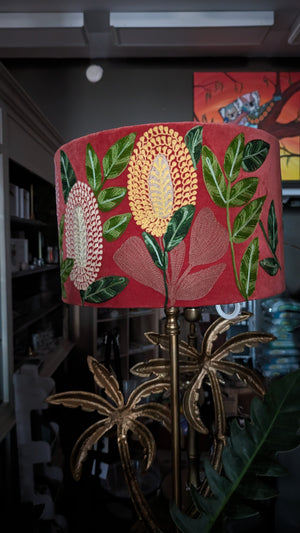 Ruby star drum Red velvet lampshade