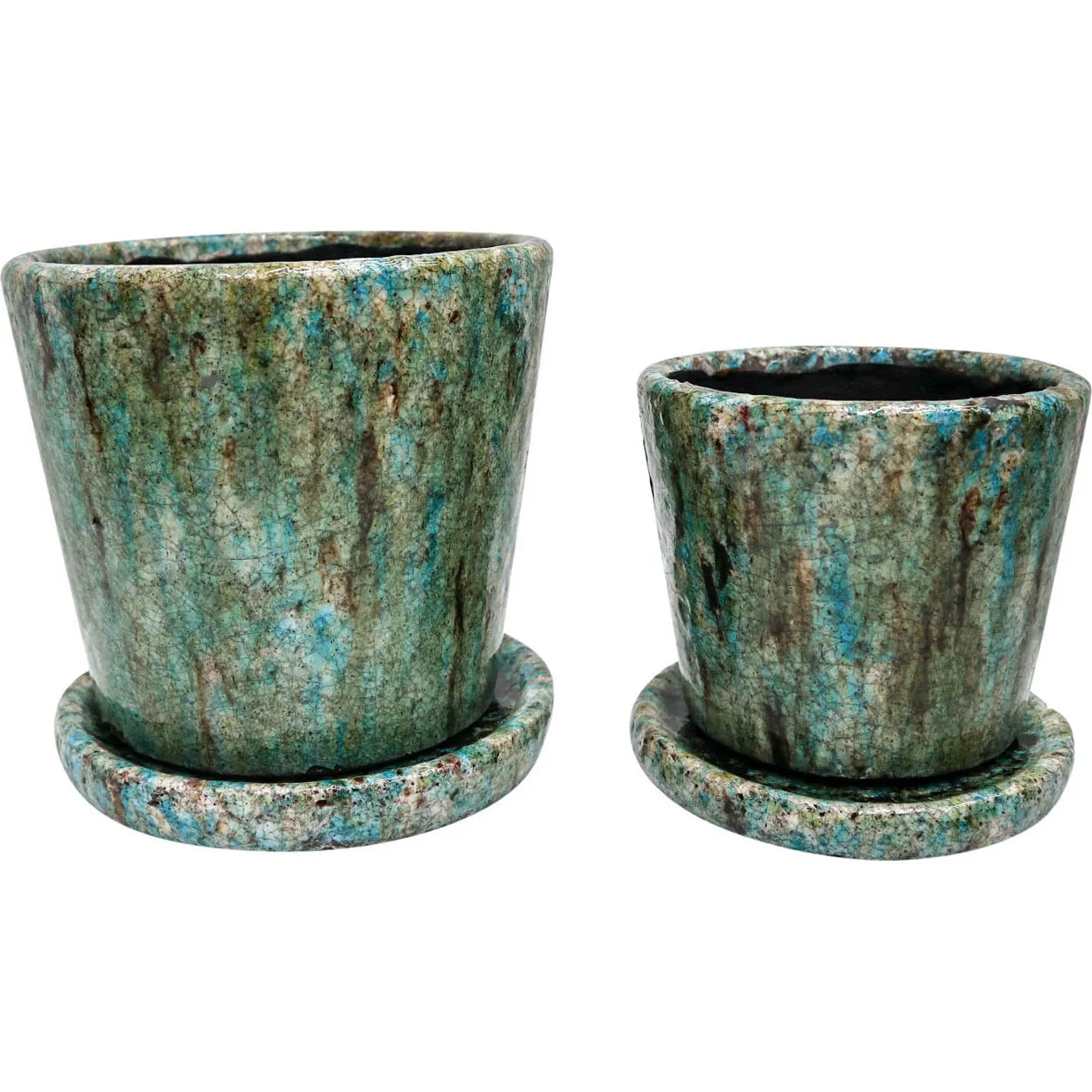 Emerald ocean pot and saucer